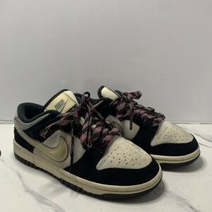 Nike Dunk Low  Women 5  Suede Low Top Lace Sneaker Black Gray Beige DV3054-001